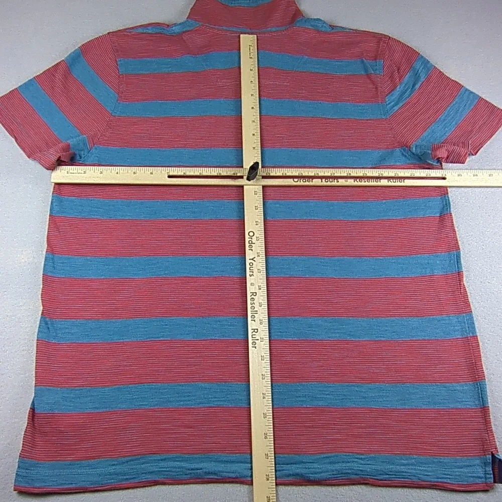The North Face Polo Shirt Mens Extra Large Red Blue Striped Chest Pocket Casual